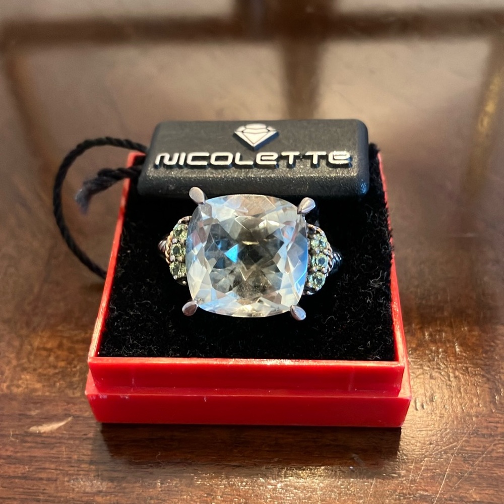 NICOLETTE MINT GREEN AMETHYST 8ct CABLE RING 14K GOLD / STERLING SILVER
